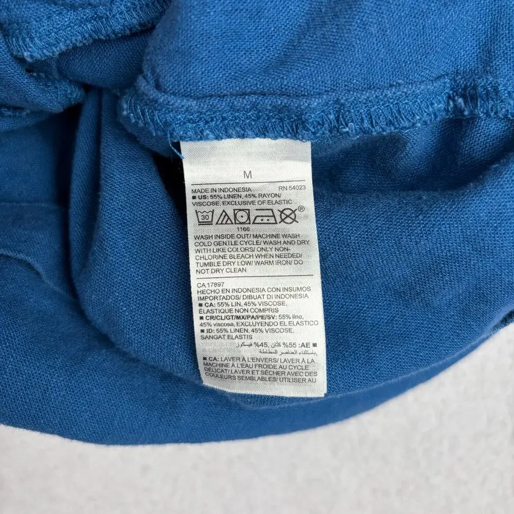 Old Navy Linen Blend Romper Girl's M Blue Sleeveless Boho Cute Playground Summer